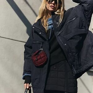 Free People Billy Boxy Insulated Lightweight Oversized Black Jacket Outdoor